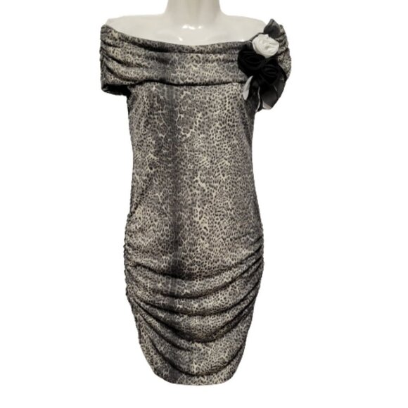 Animal Print Cowl Dress Off-Shoulder Sleeveless Dress -Sizes S /Size M / Size L - Picture 1 of 16
